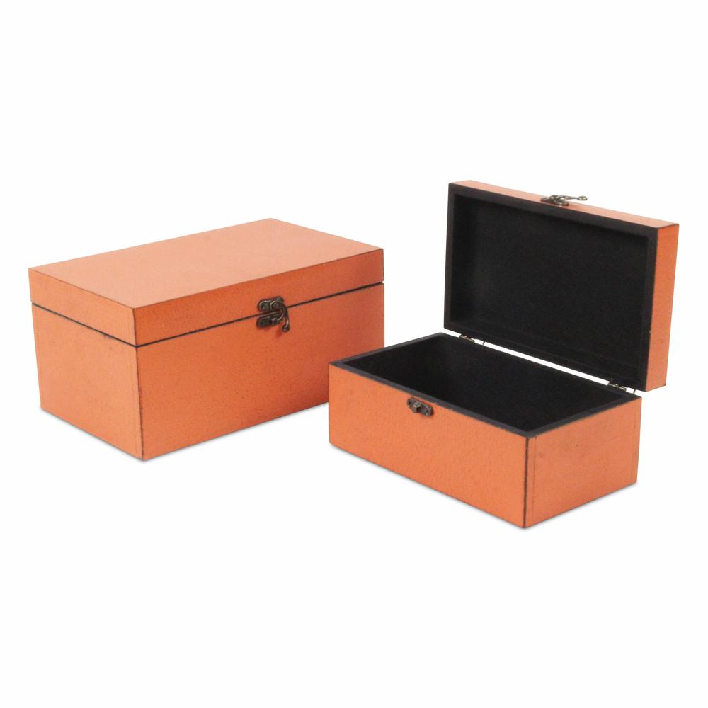 Set of Two Coral Wooden Storage Boxes. Picture 4