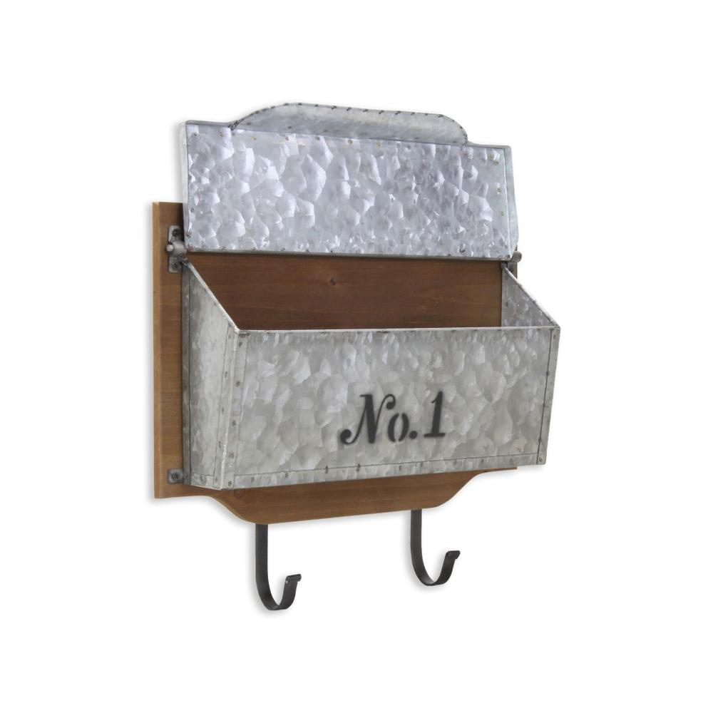 Wall Hanging Mailbox with Metal Hooks. Picture 1