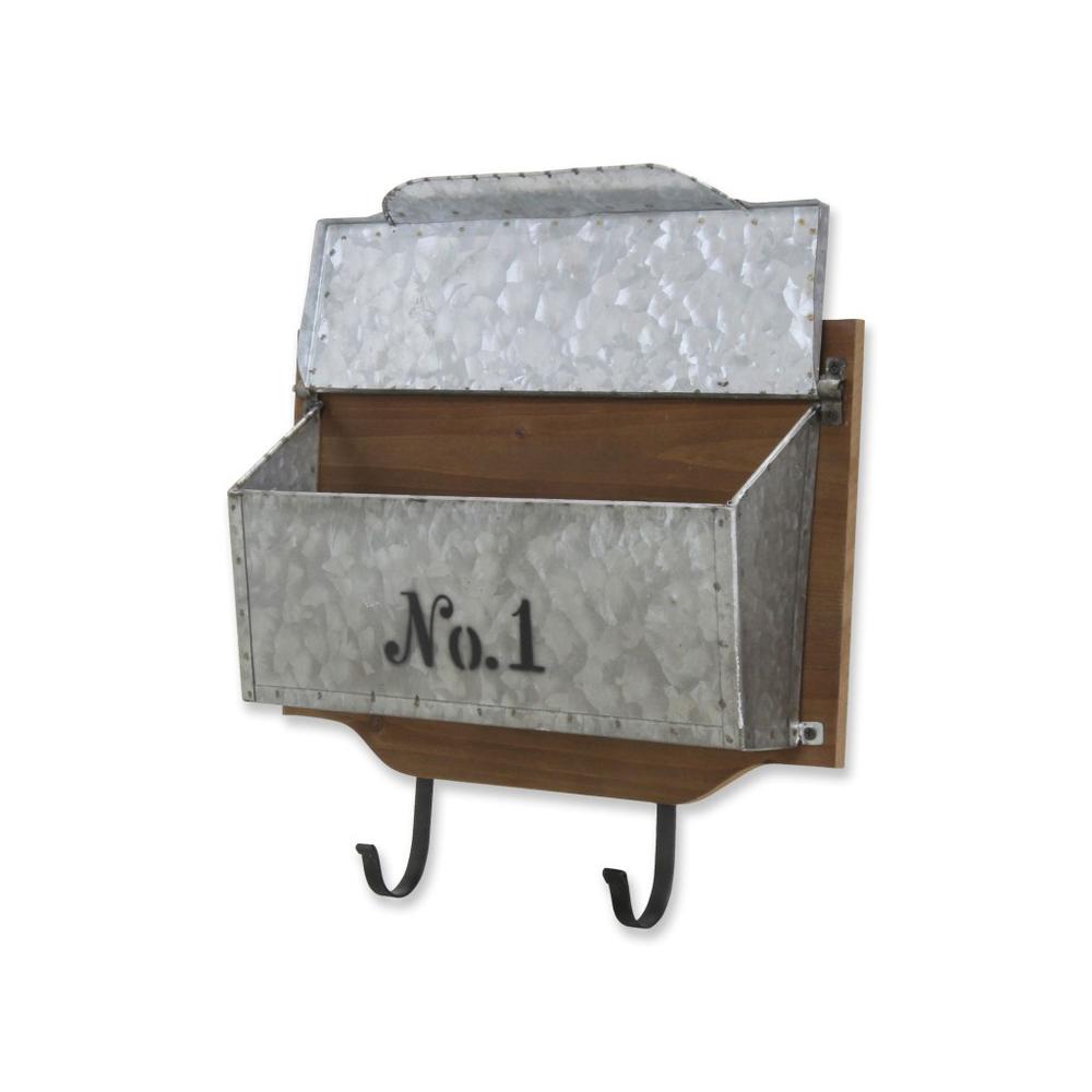 Wall Hanging Mailbox with Metal Hooks. Picture 2
