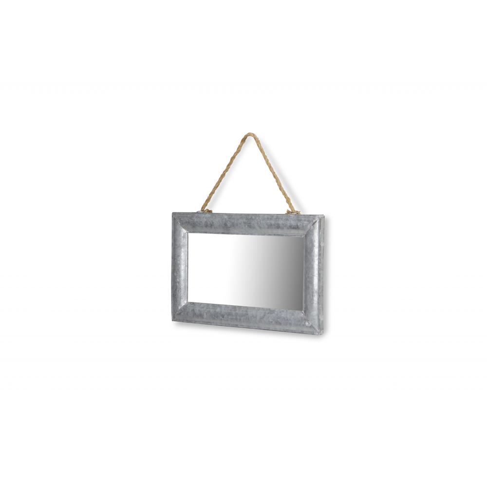 Galvanized Metal Hanging Mirror Silver. Picture 2