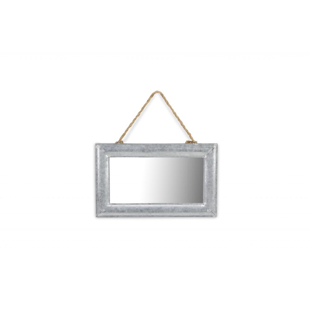 Galvanized Metal Hanging Mirror Silver. Picture 3