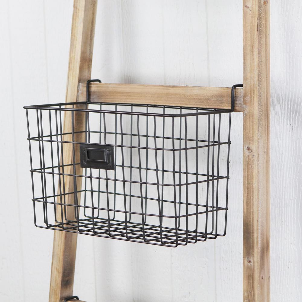Wooden Ladder Storage Piece with 4 Baskets. Picture 4