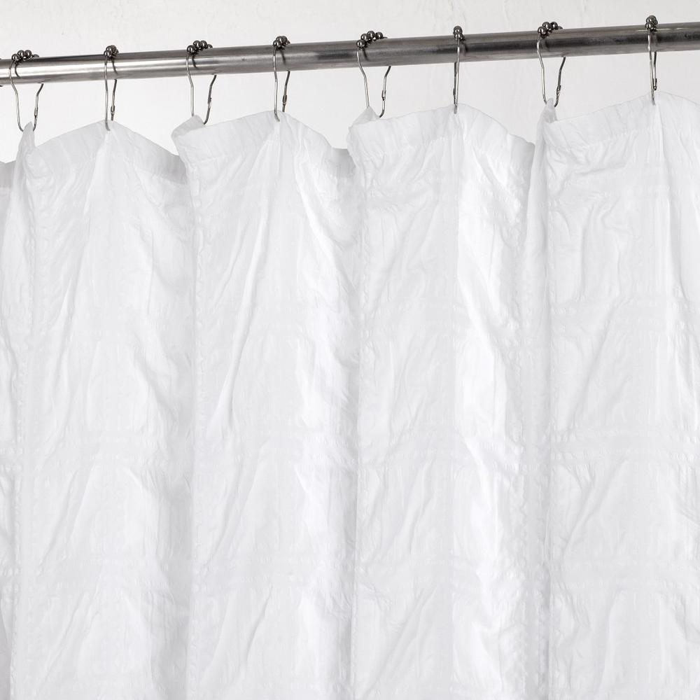 White Modern Crinkle Shower Curtain. Picture 2