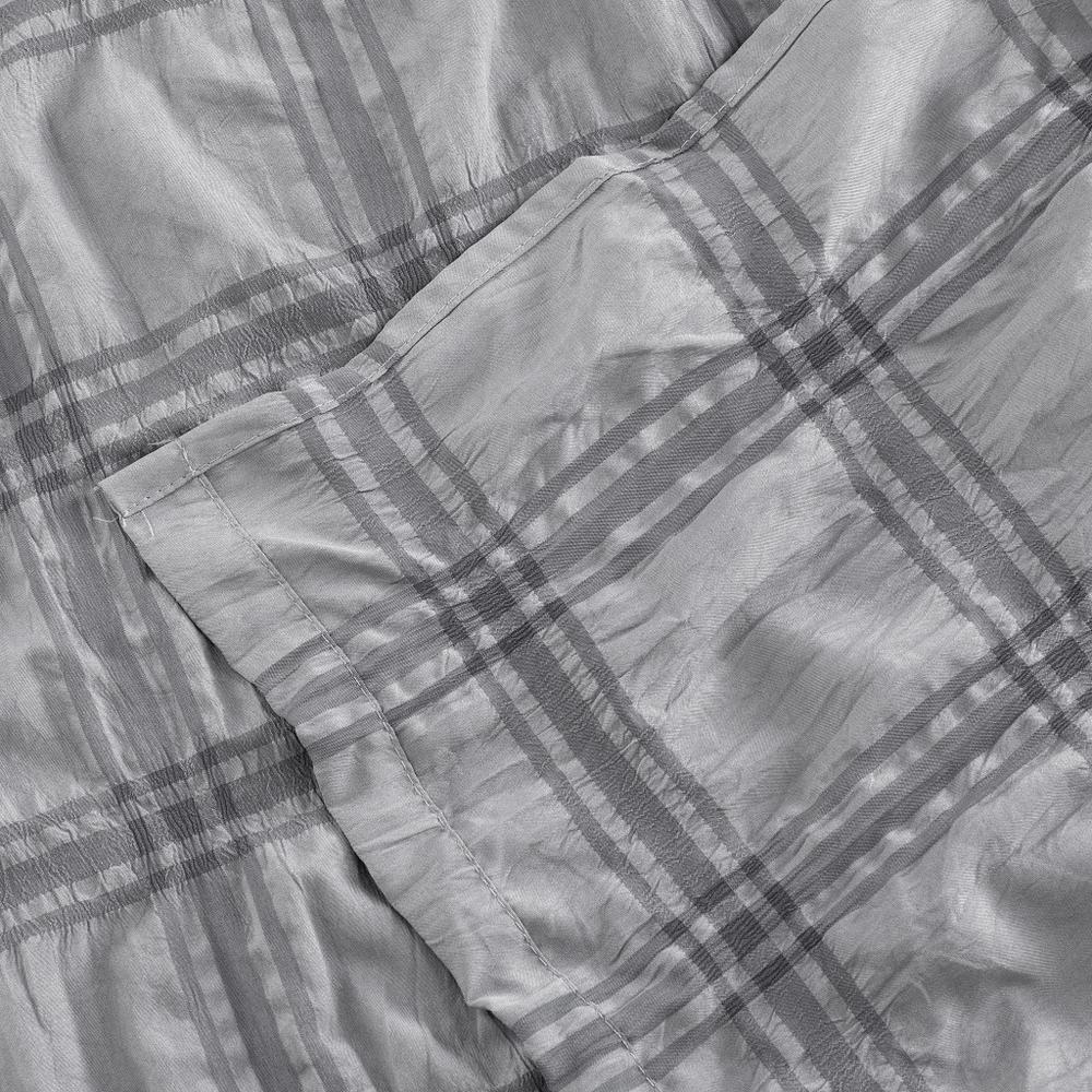 Gray Modern Striped Crinkle Shower Curtain. Picture 5