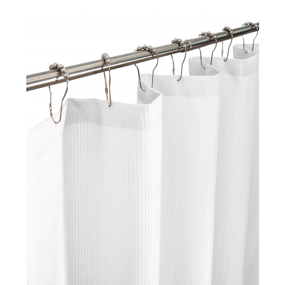 Luxurious White Waffle Weave Shower Curtain. Picture 2