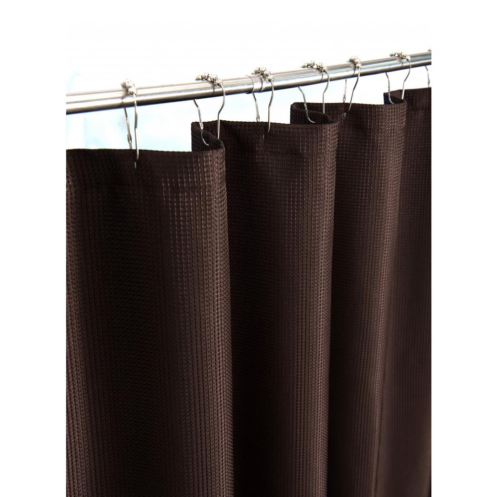 Luxurious Brown Waffle Weave Shower Curtain. Picture 2