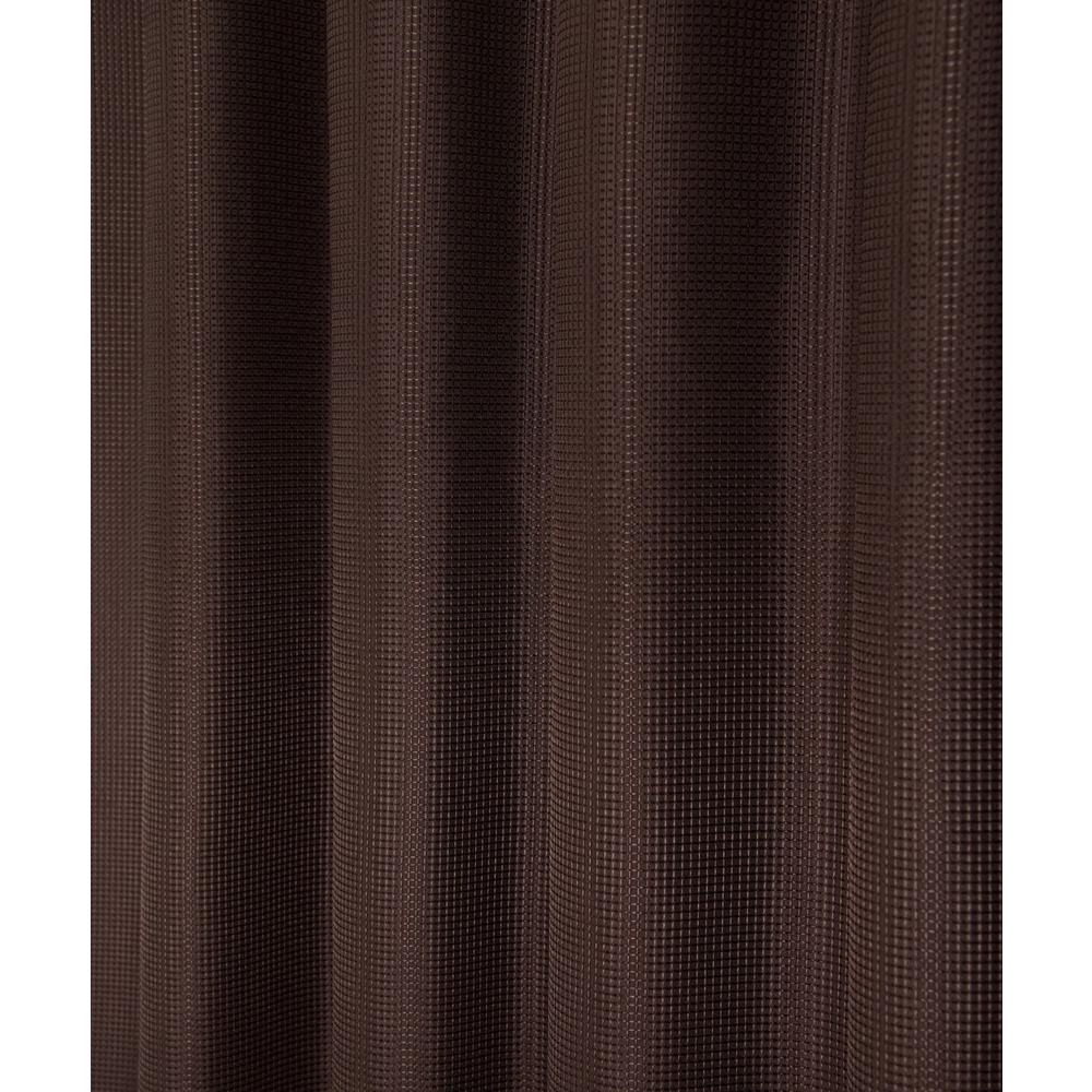 Luxurious Brown Waffle Weave Shower Curtain. Picture 3