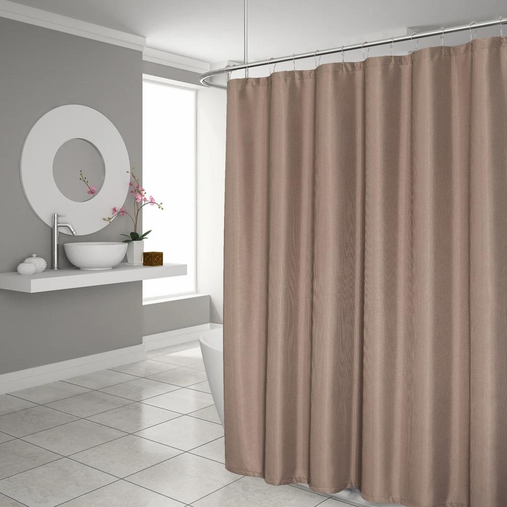 Luxurious Mocha Waffle Weave Shower Curtain. Picture 2