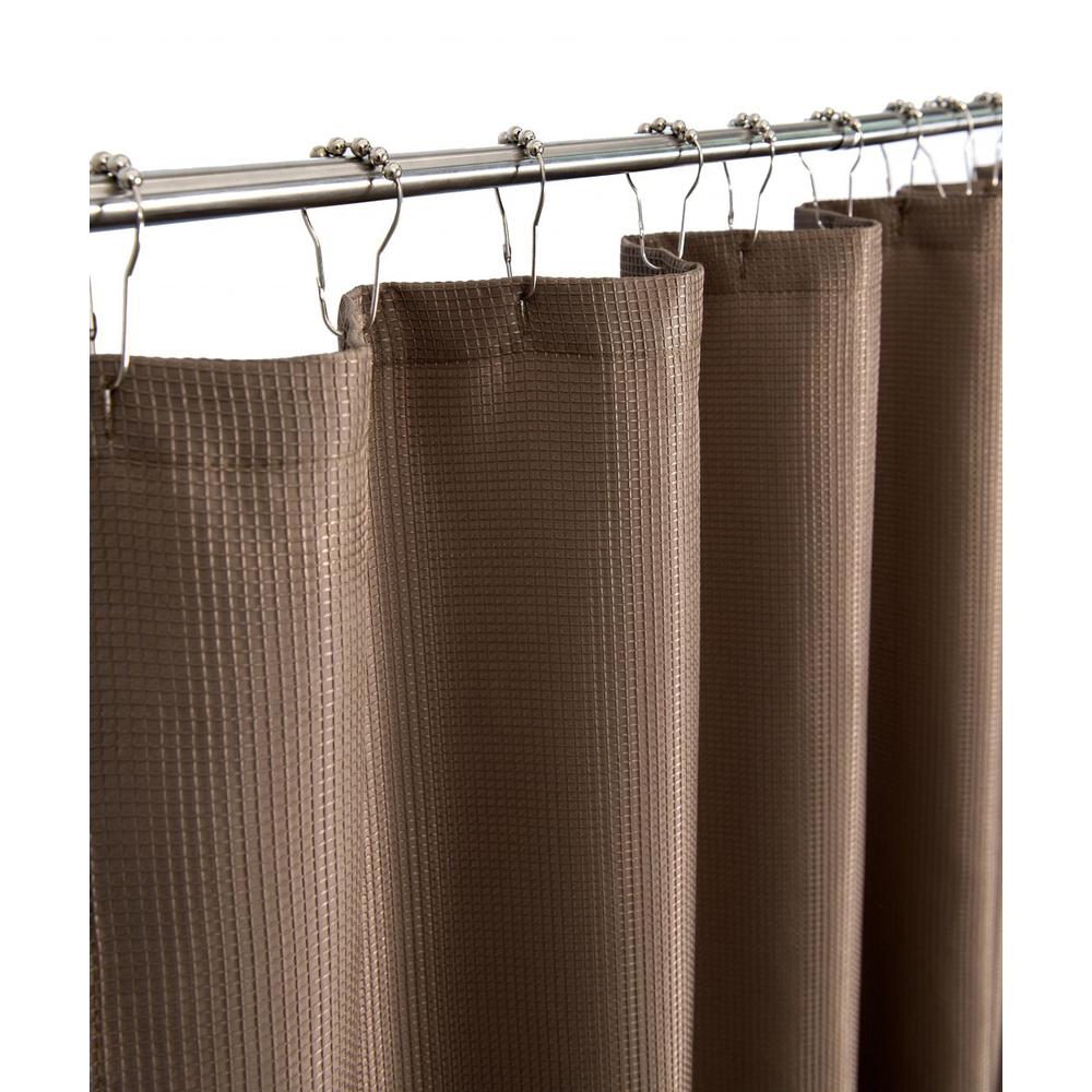 Luxurious Mocha Waffle Weave Shower Curtain. Picture 1