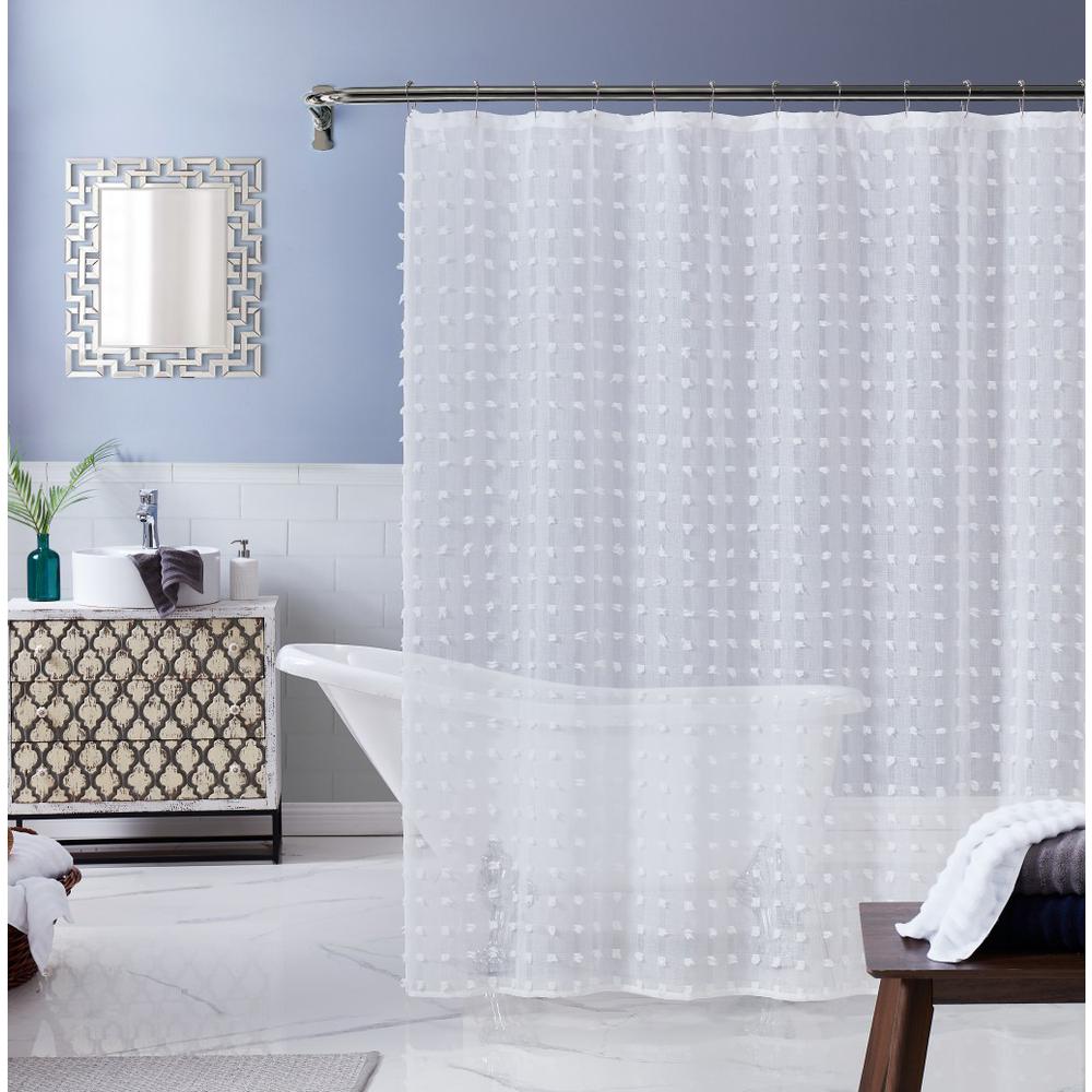 White Puff Sheer Shower Curtain. Picture 2