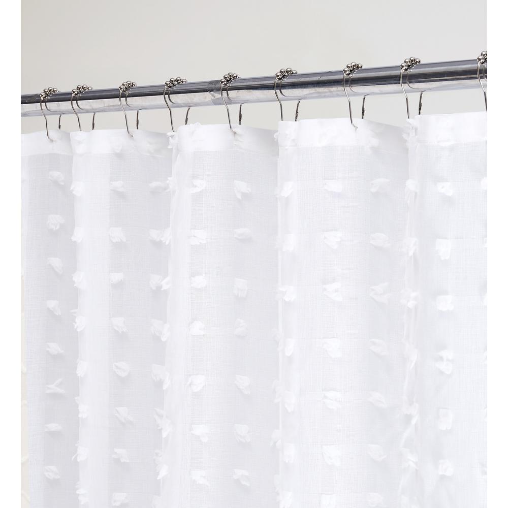 White Puff Sheer Shower Curtain. Picture 4