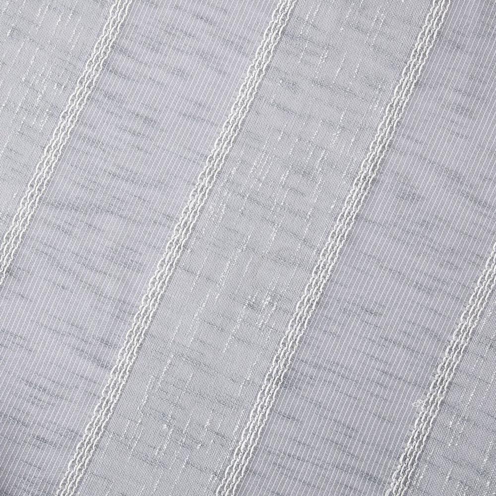 Silver Striped Embroidered Shower Curtain. Picture 4