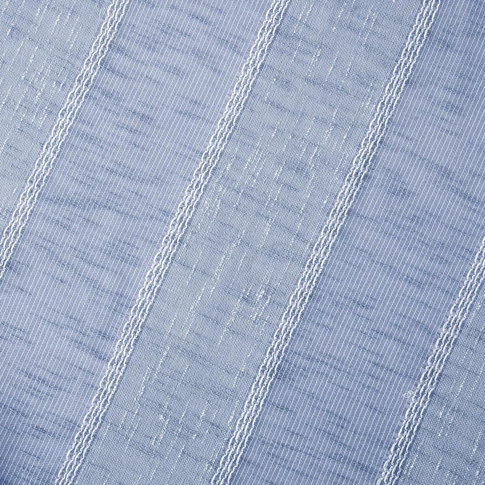 Blue Striped Embroidered Shower Curtain. Picture 4