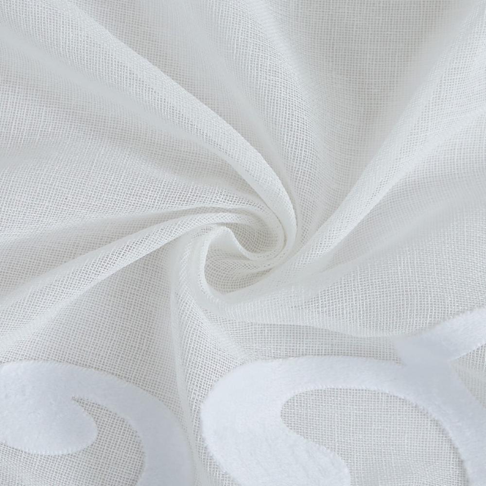 White Contemporary Velvet Scroll Shower Curtain. Picture 5