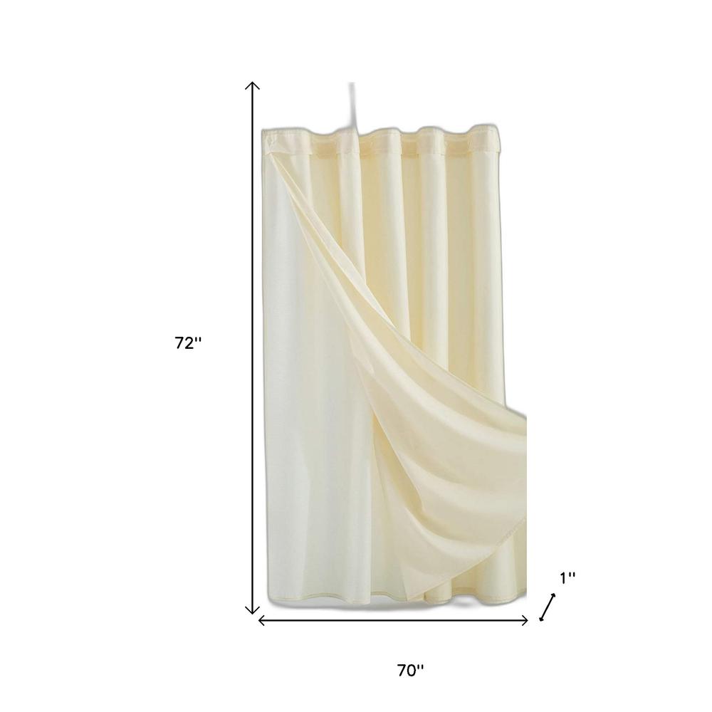 Ivory Sheer and Grid Shower Curtain and Liner Set. Picture 8