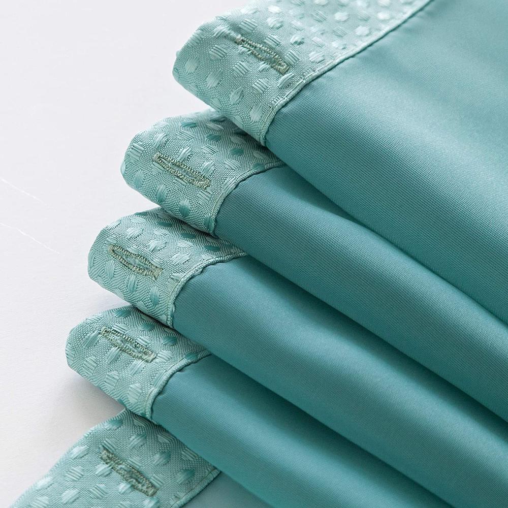 Teal Sheer and Grid Shower Curtain and Liner Set. Picture 3