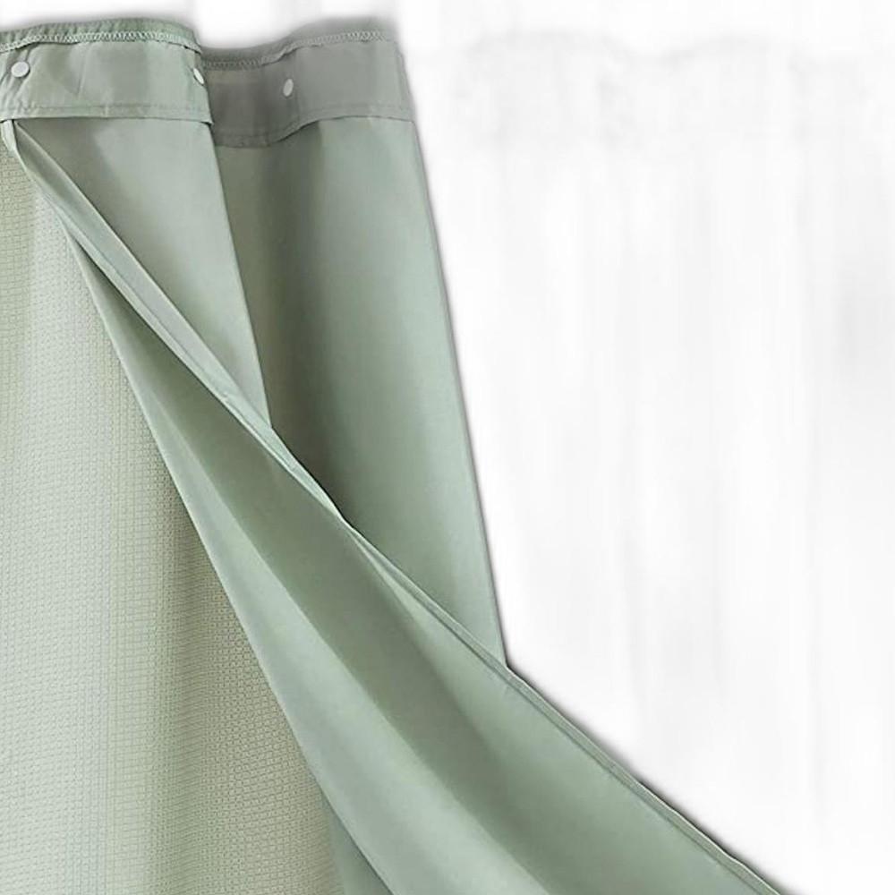 Sage Green Modern Grid Shower Curtain and Liner Set. Picture 8