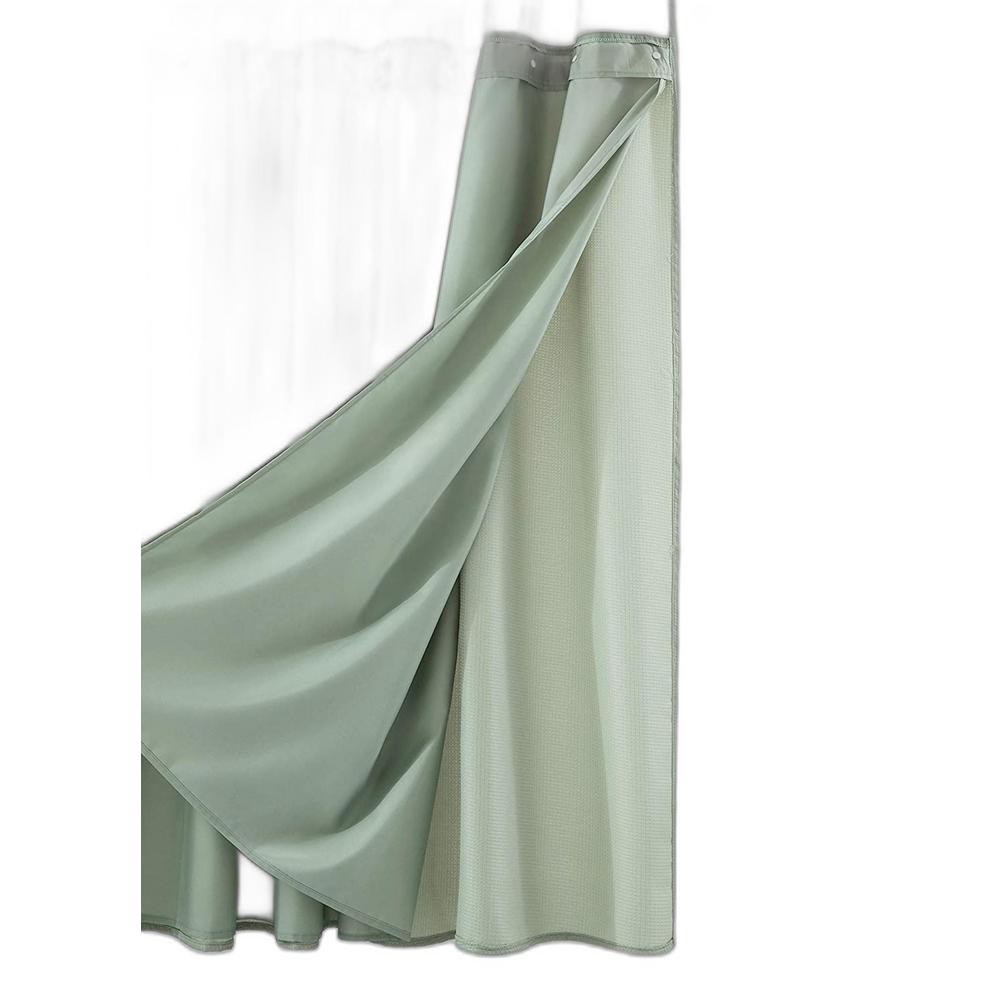 Sage Green Modern Grid Shower Curtain and Liner Set. Picture 2