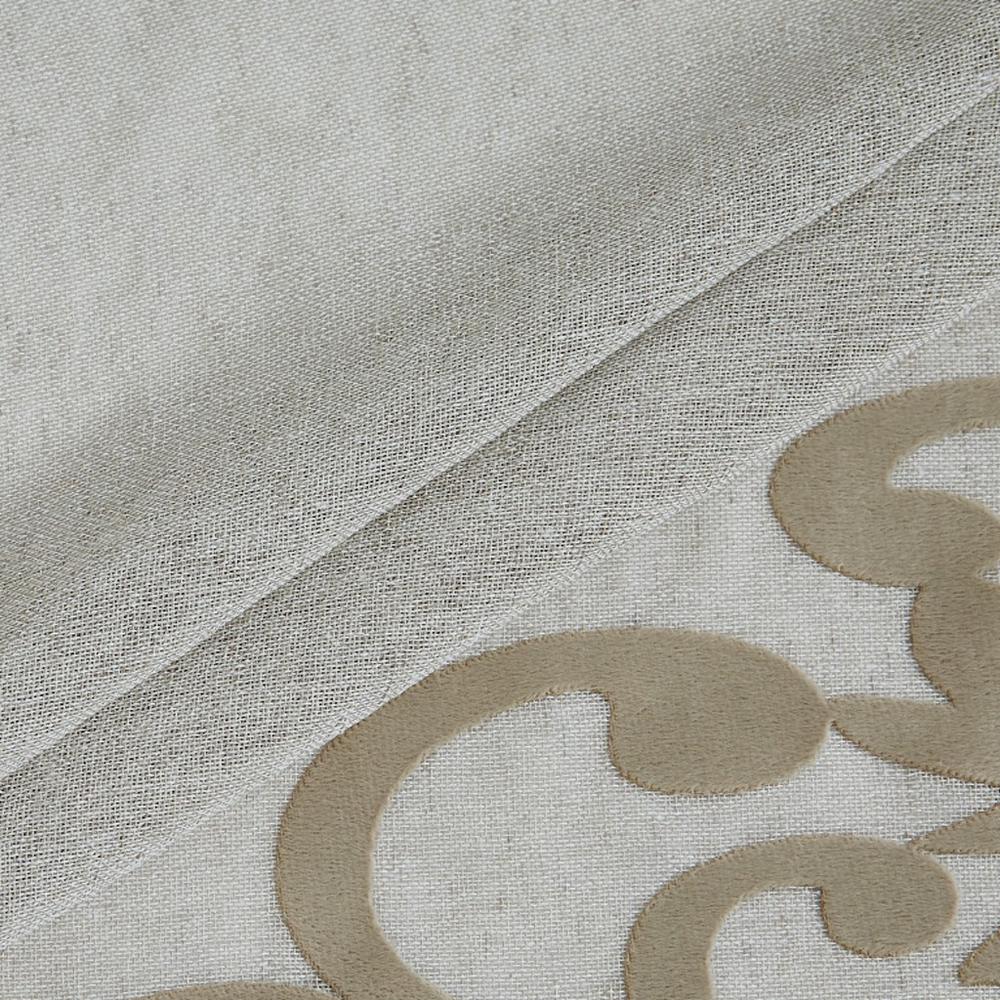 Gold Contemporary Velvet Scroll Shower Curtain. Picture 4