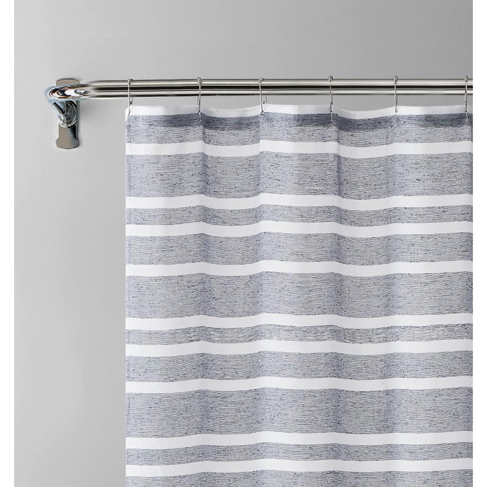Silvery Gray and White Striped Shower Curtain. Picture 1