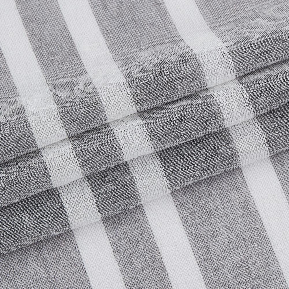 Silvery Gray and White Striped Shower Curtain. Picture 4