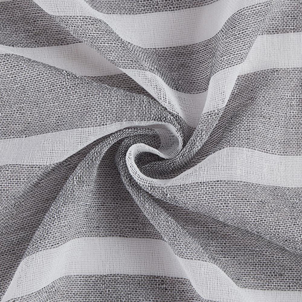 Silvery Gray and White Striped Shower Curtain. Picture 5