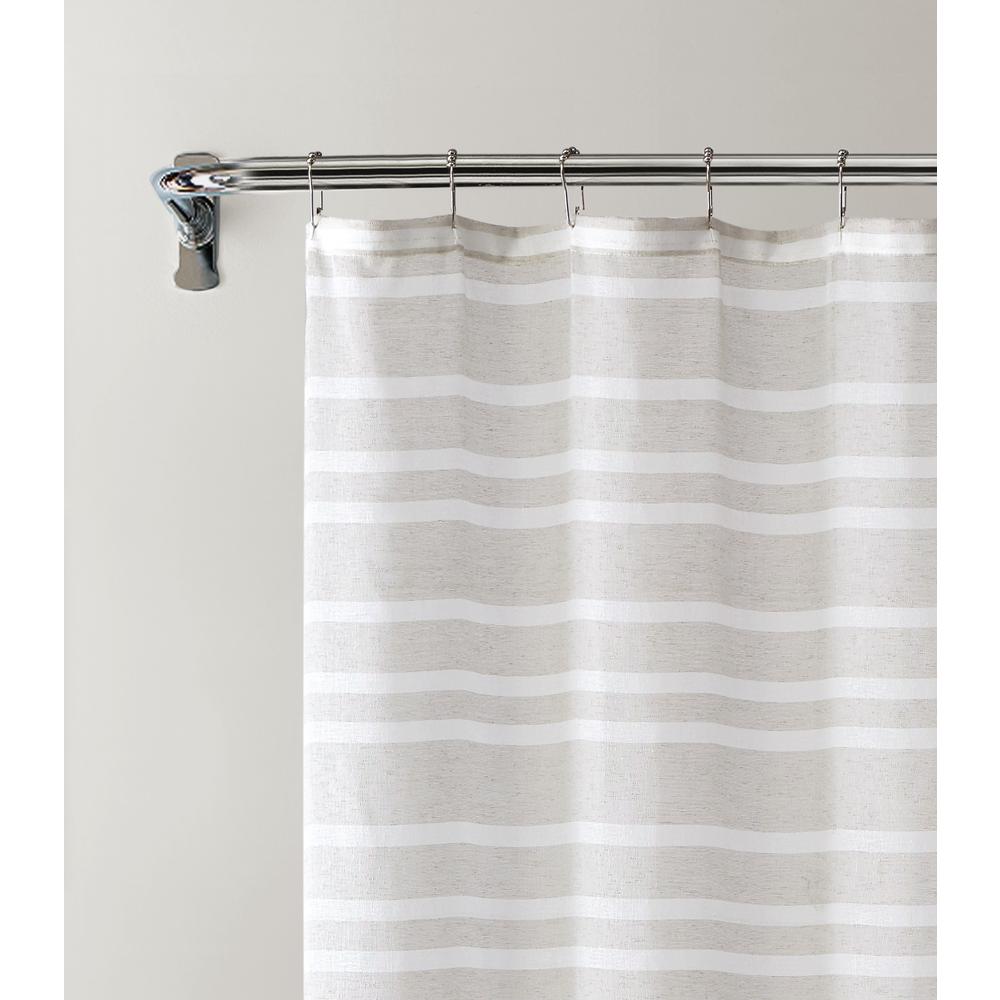 Taupe and White Striped Shower Curtain. Picture 1