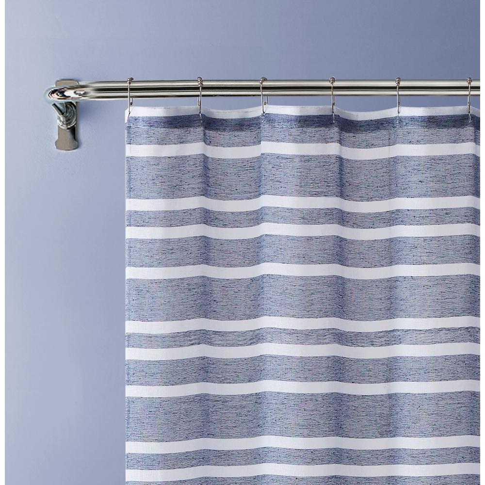 Navy and White Striped Shower Curtain. Picture 1