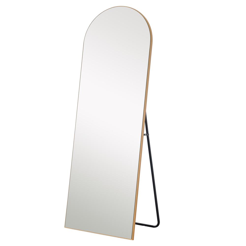 Narrow Gold Arched Wooden Mirror. Picture 1