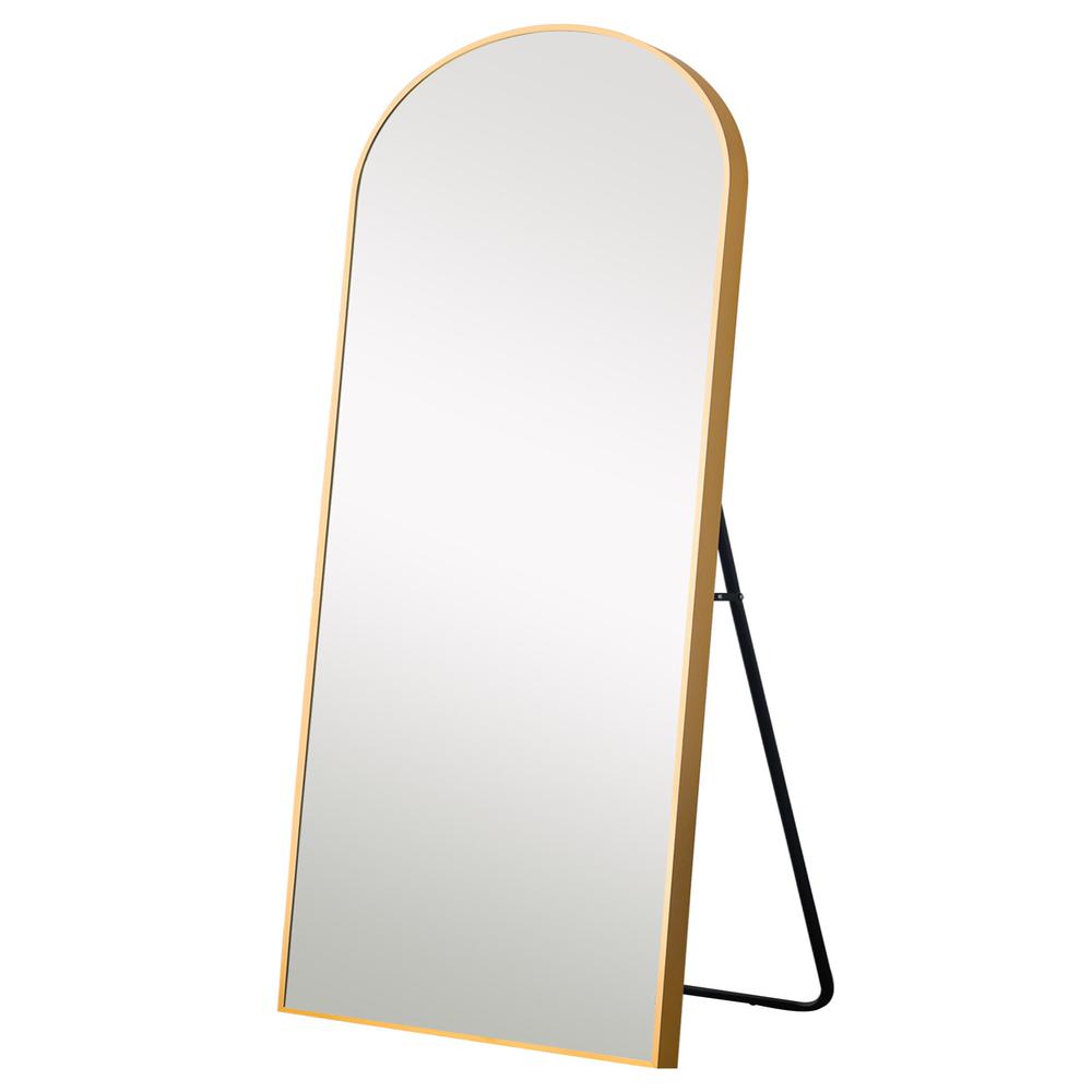 Petite Gold Arched Standing Mirror. Picture 1