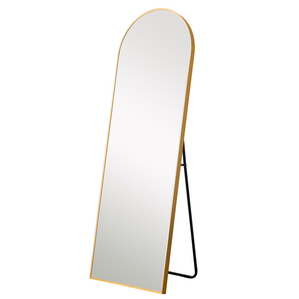Narrow Gold Arched Mirror with Stand. Picture 1