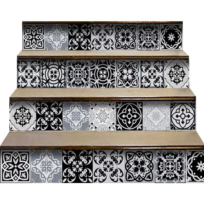 4" X 4" Black White and Gray Mosaic Peel and Stick Tiles Black. Picture 6