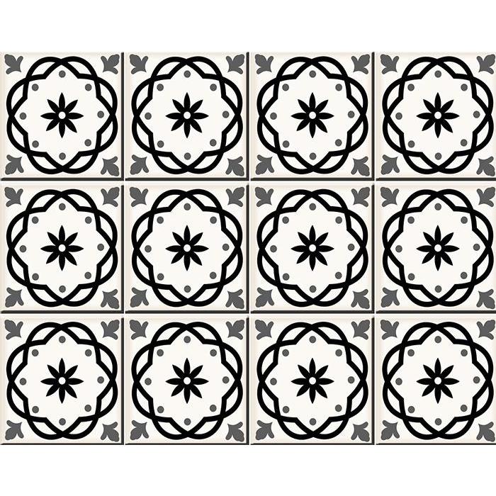 4" X 4" Black and White Rolla Peel and Stick Removable Tiles Black. Picture 8