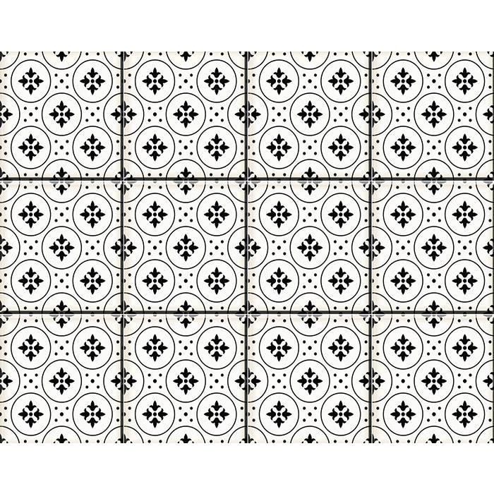 4" X 4" Black and White Rosa Peel and Stick Removable Tiles Black. Picture 6