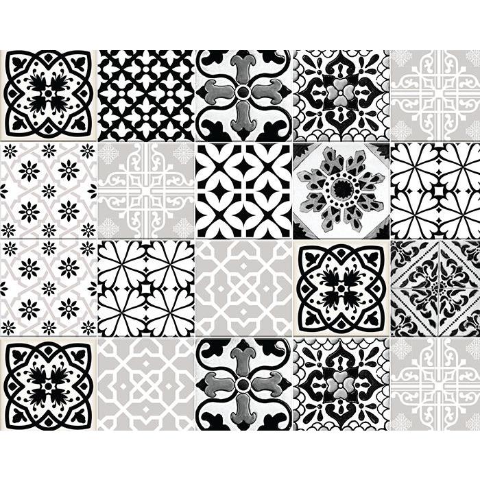 4" X 4" Black White and Gray Bella Peel and Stick Tiles Black. Picture 8