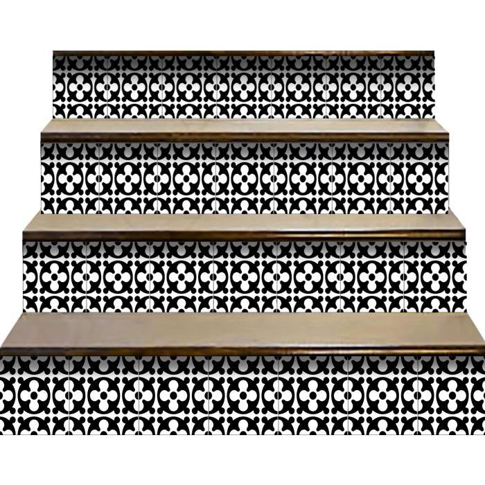 4" X 4" Black and White Medeci Peel and Stick Removable Tiles Black. Picture 6