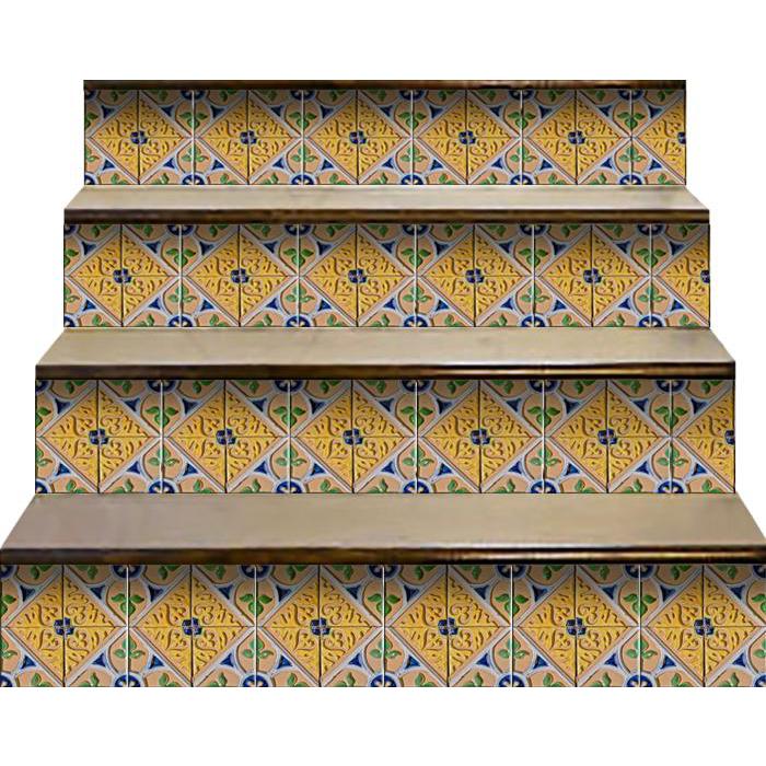 4" X 4" Yellow Blue Provence Peel And Stick Tiles Yellow. Picture 5