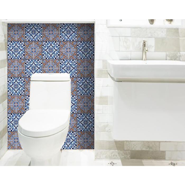 4" X 4" Prima Blue Peel And Stick Removable Tiles Blue. Picture 7