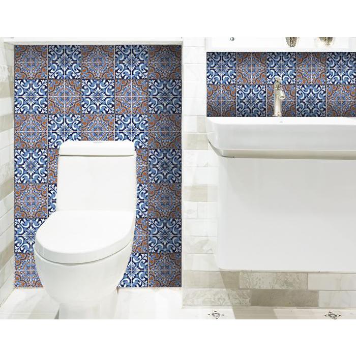 7" X 7" Prima Blue Peel And Stick Removable Tiles Blue. Picture 5