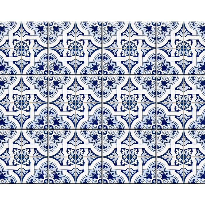 4" X 4" Blue Mia Gia Peel And Stick Removable Tiles Blue. Picture 6