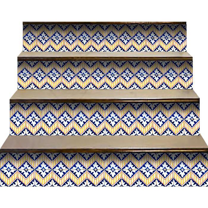 4" X 4" Blue Yellow Zig Peel And Stick Tiles Yellow. Picture 5