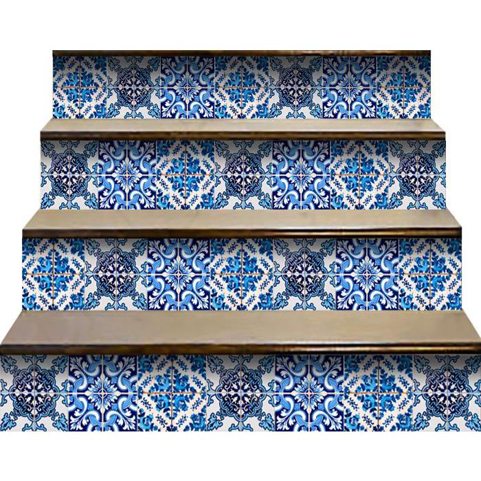 4" X 4" Blue Multi Mosaic Peel And Stick Tiles Blue. Picture 5