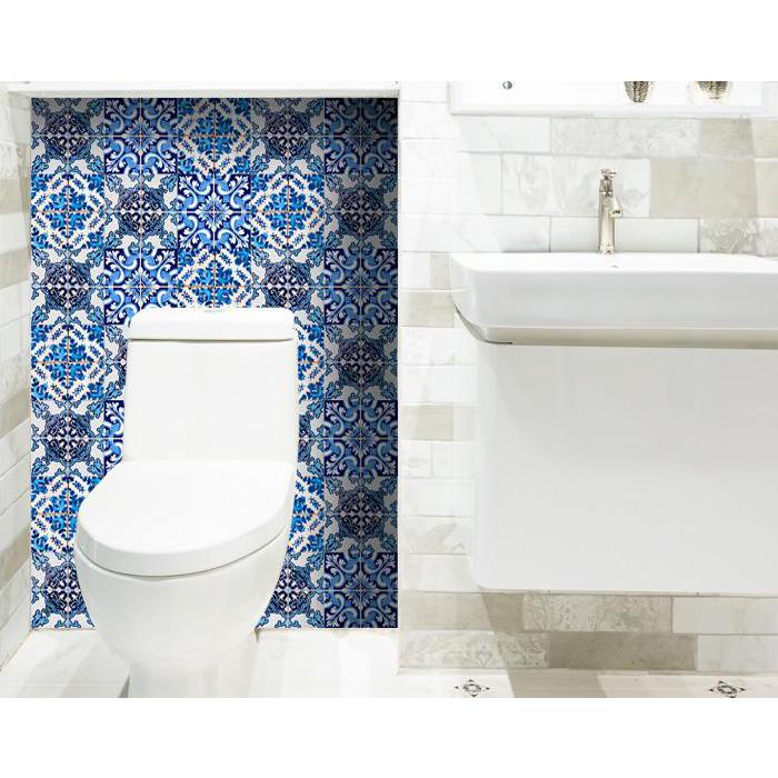 4" X 4" Blue Multi Mosaic Peel And Stick Tiles Blue. Picture 8