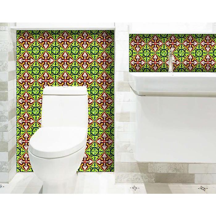 4" X 4" Green Leva Removable Peel And Stick Tiles Green. Picture 9