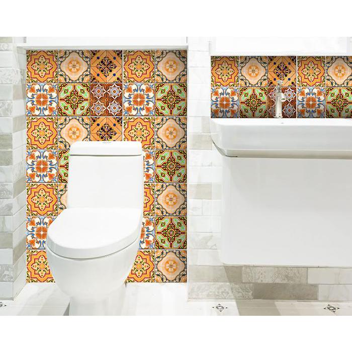 4" X 4" Golden Multi Mosaic Peel And Stick Tiles Orange. Picture 5