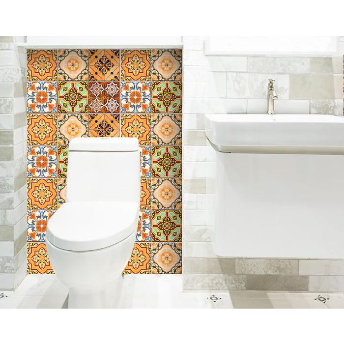 6" X 6" Golden Multi Mosaic Peel and Stick Tiles Orange. Picture 6