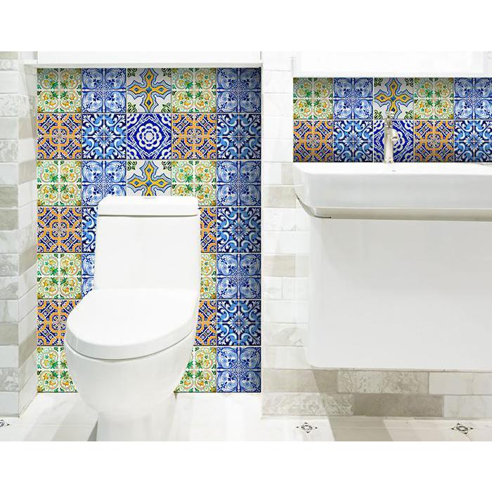 4" X 4" Lima Multi Mosaic Peel And Stick Tiles Blue. Picture 9