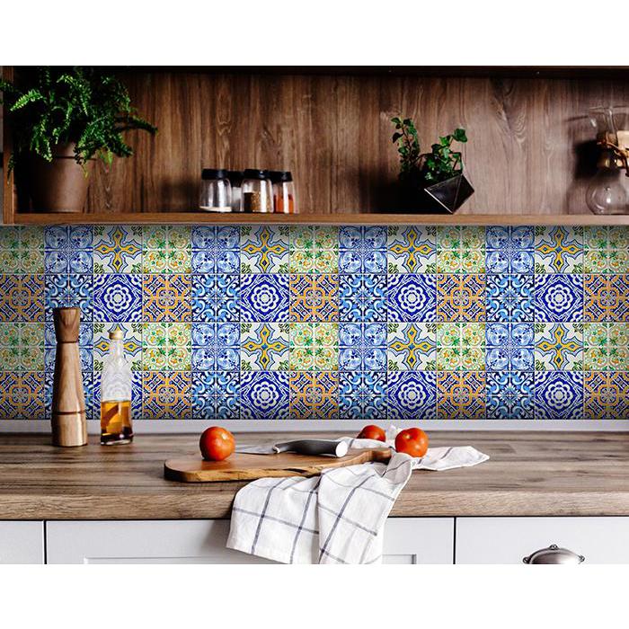 6" X 6" Lima Multi Mosaic Peel and Stick Tiles Blue. Picture 5