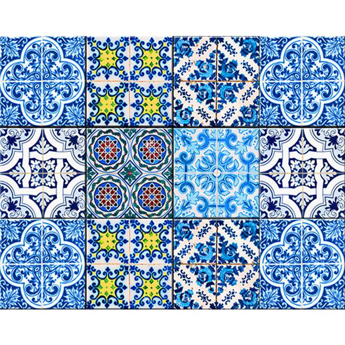 4" X 4" Greta Multi Mosaic Peel And Stick Tiles Blue. Picture 8
