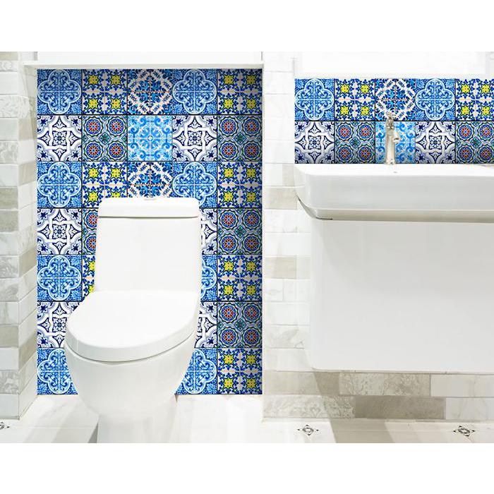 6" X 6" Greta Multi Mosaic Peel and Stick Tiles Blue. Picture 9
